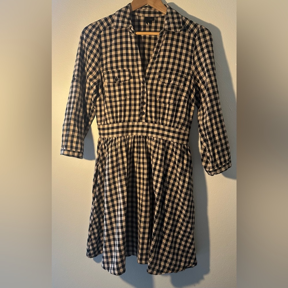 Divided Black and White Checkered Mini Dress